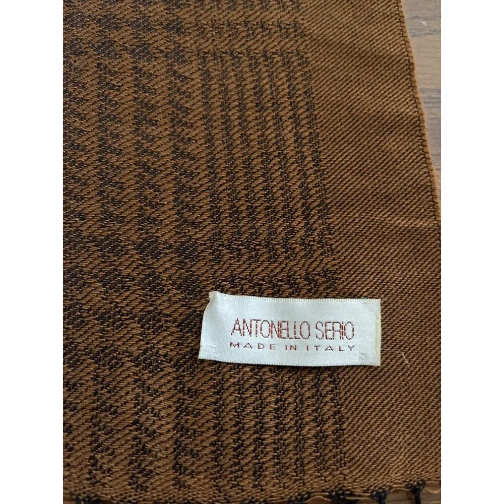Antonello Serio made in Italy brown black scarf with fringe